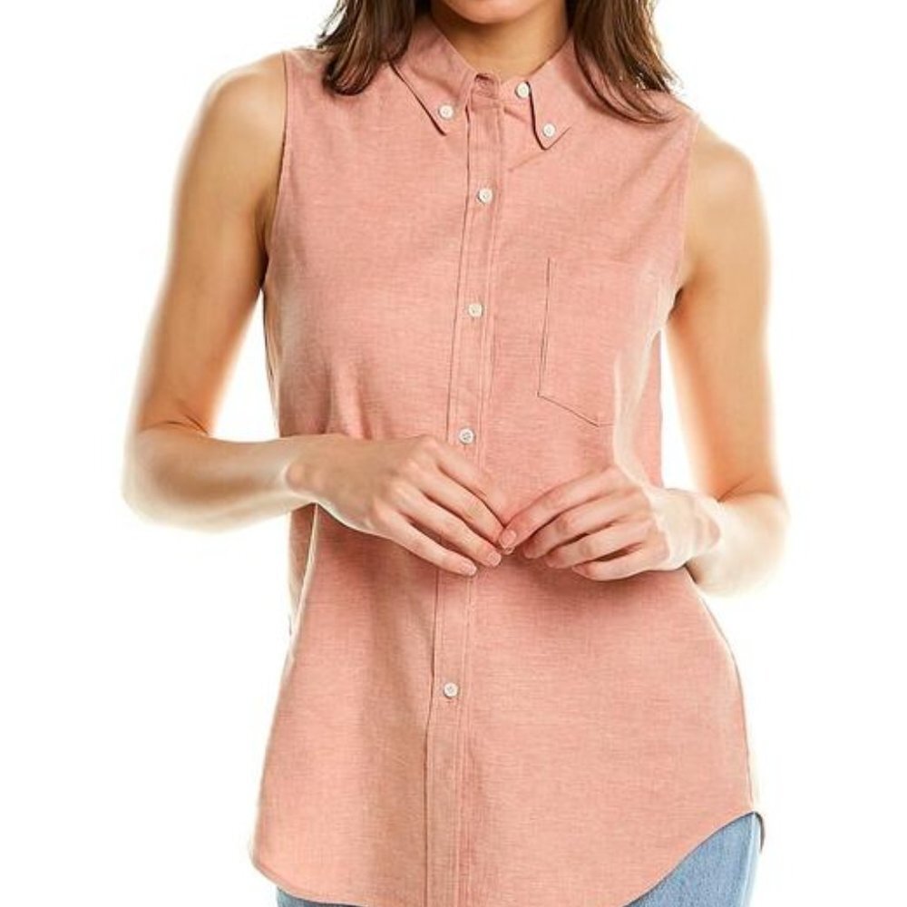 THEORY YARINE SHARKSKIN LINEN-BLEND TOP